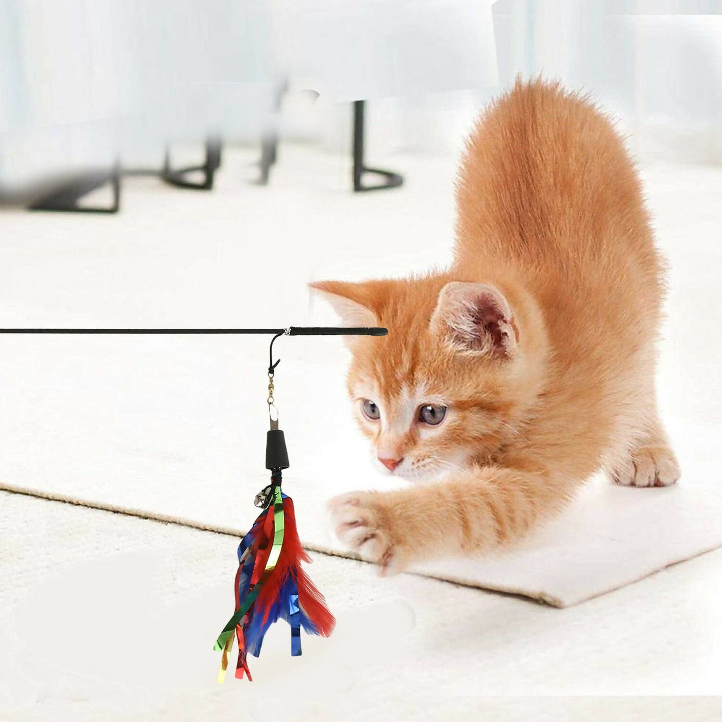 Basil - Cat Teaser with Feathers & Bell Toy