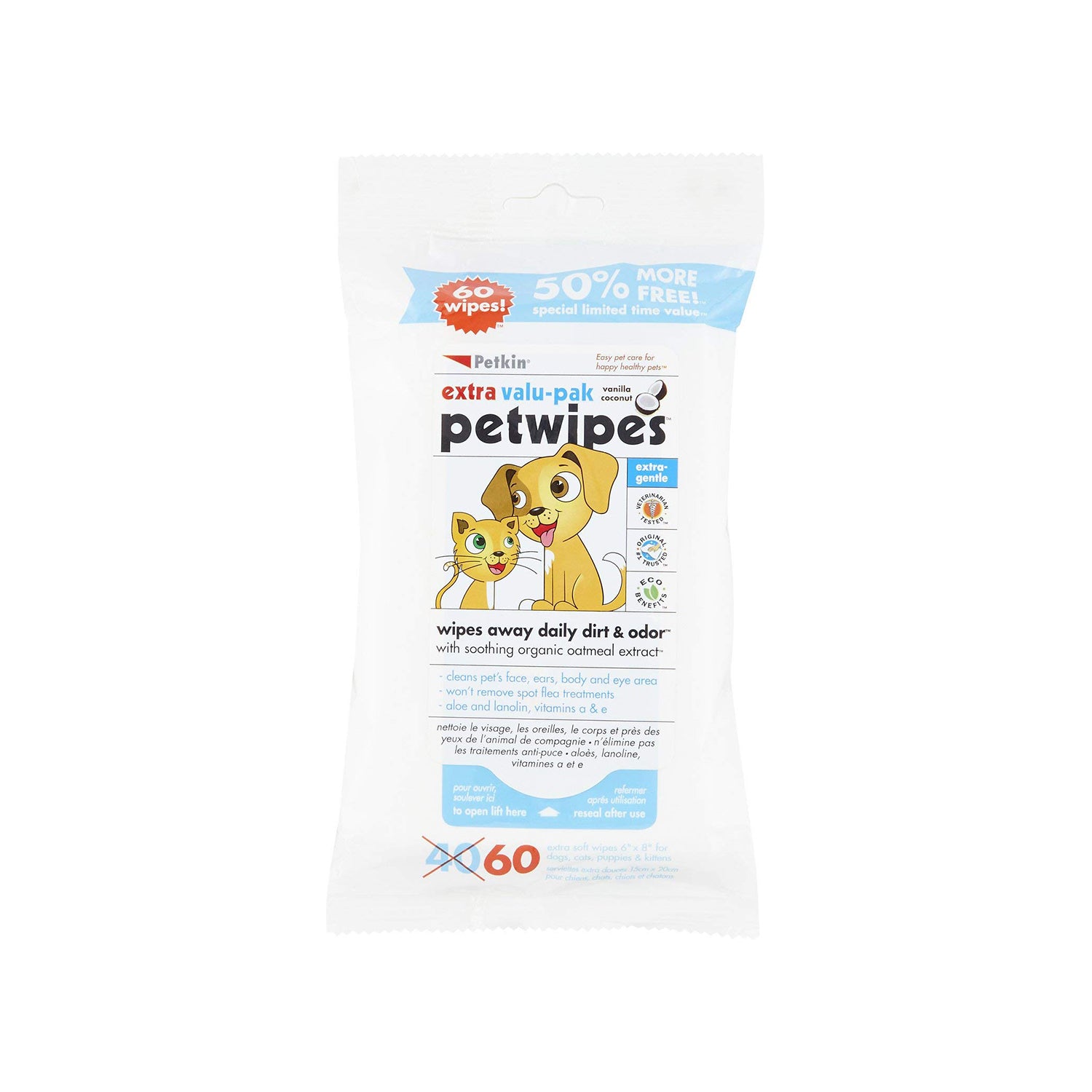 Petkin Pet Wipes For pets 