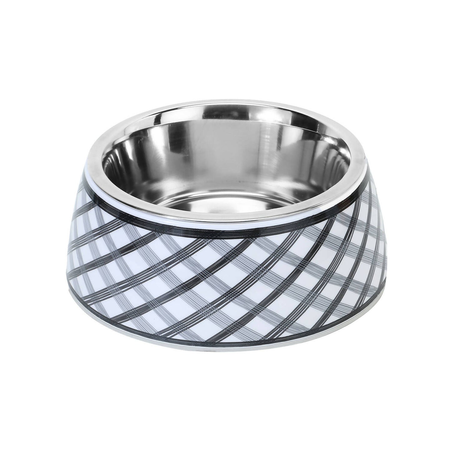 The Basil Melamine Check Printed Bowl for dogs at Petkonnect. Ideal for your pet's mealtime needs.	Melamine Check Printed Bowl For Dogs