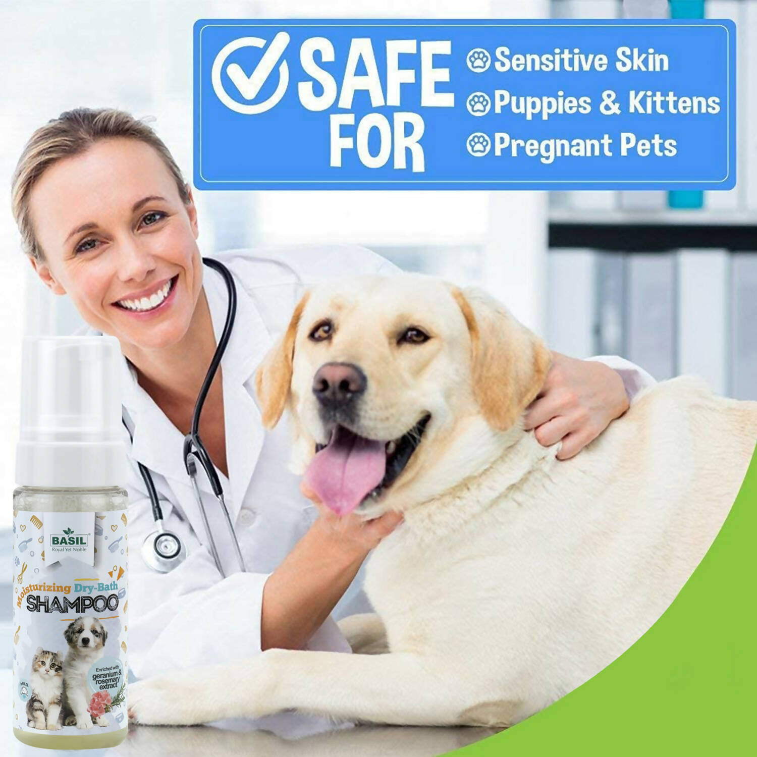 Basil Dry Bath Foam Shampoo For Dogs and Cats PetKonnect