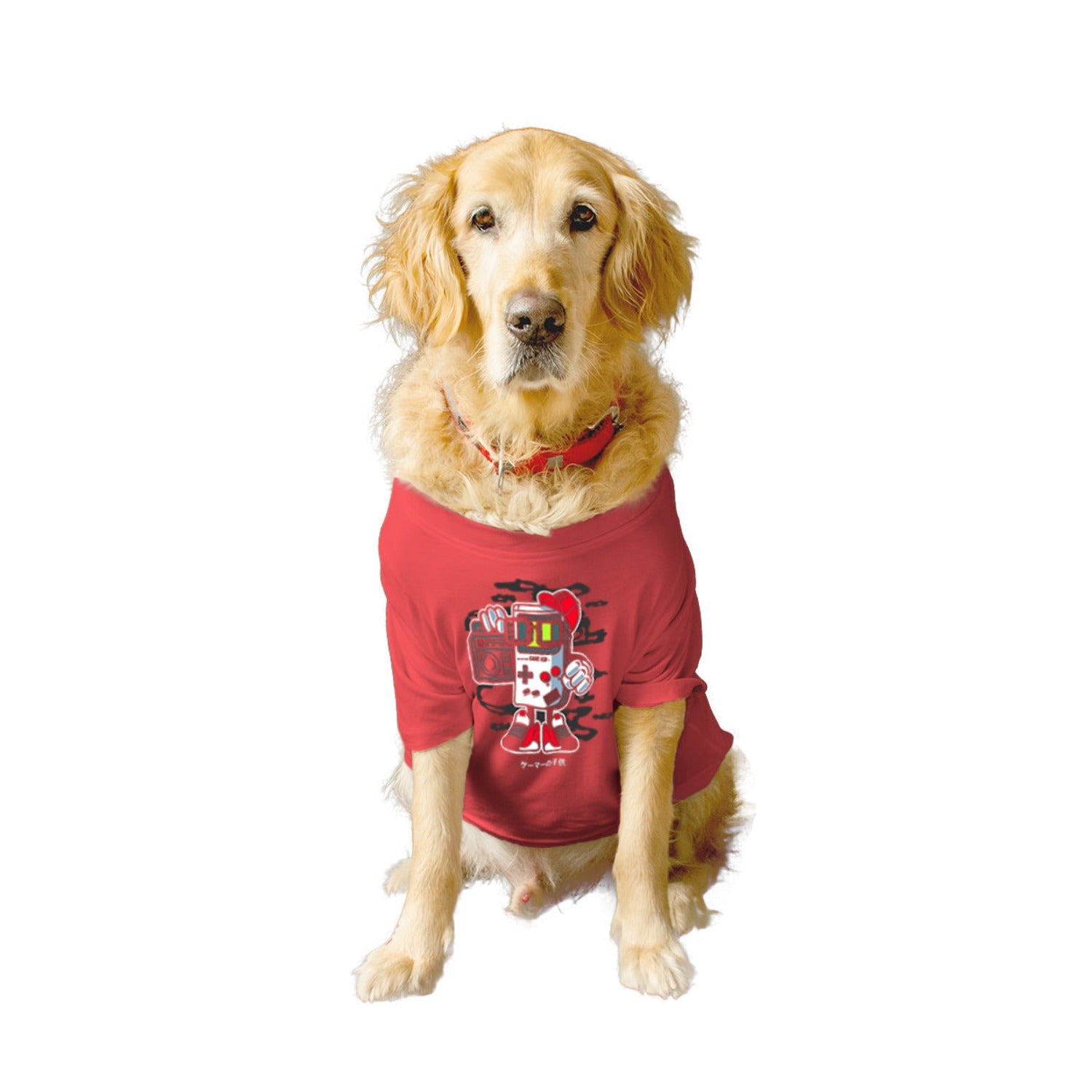 Ruse XX-Small (Chihuahuas, Papillons) / Poppy Red Ruse Basic Crew Neck "Game Kid" Printed Half Sleeves Dog Tee