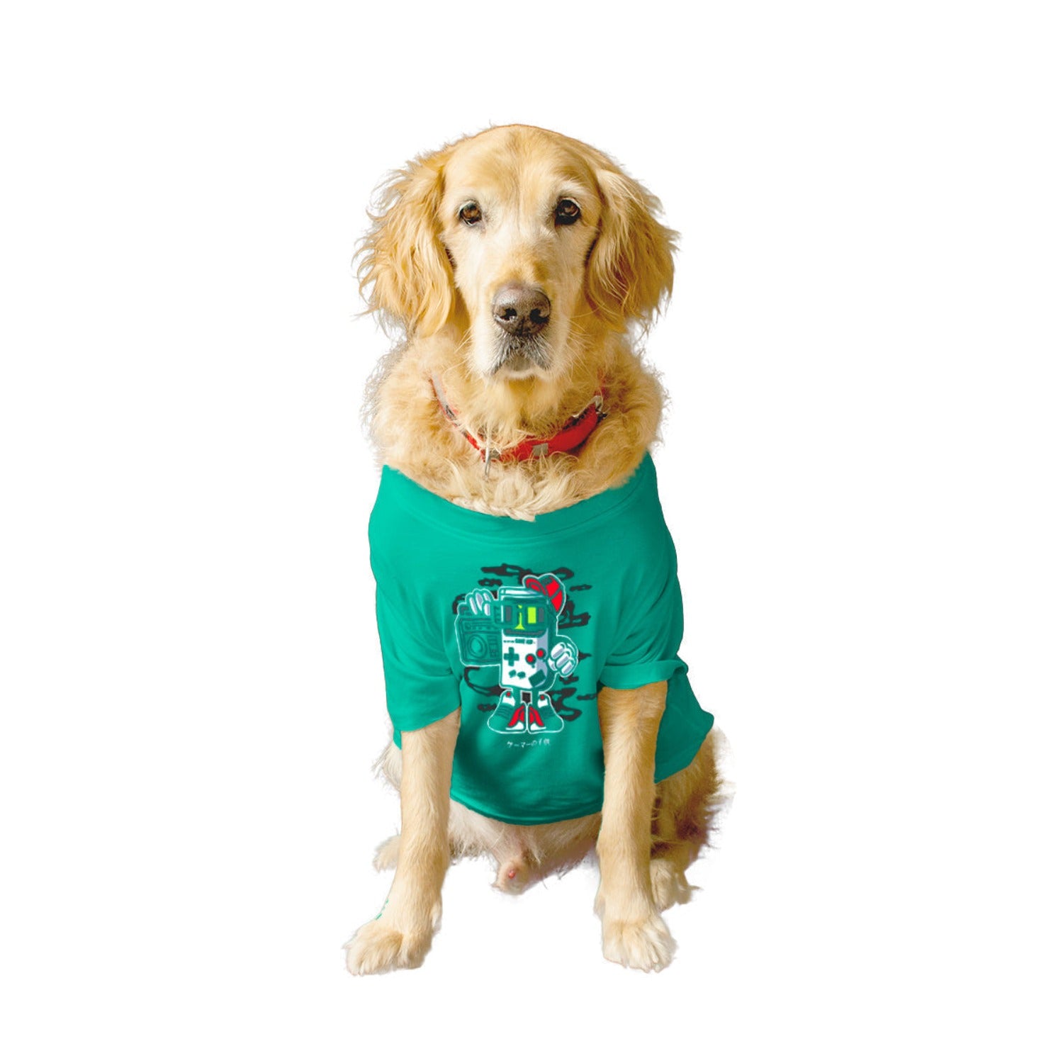 Ruse XX-Small (Chihuahuas, Papillons) / Aqua Green Ruse Basic Crew Neck "Game Kid" Printed Half Sleeves Dog Tee