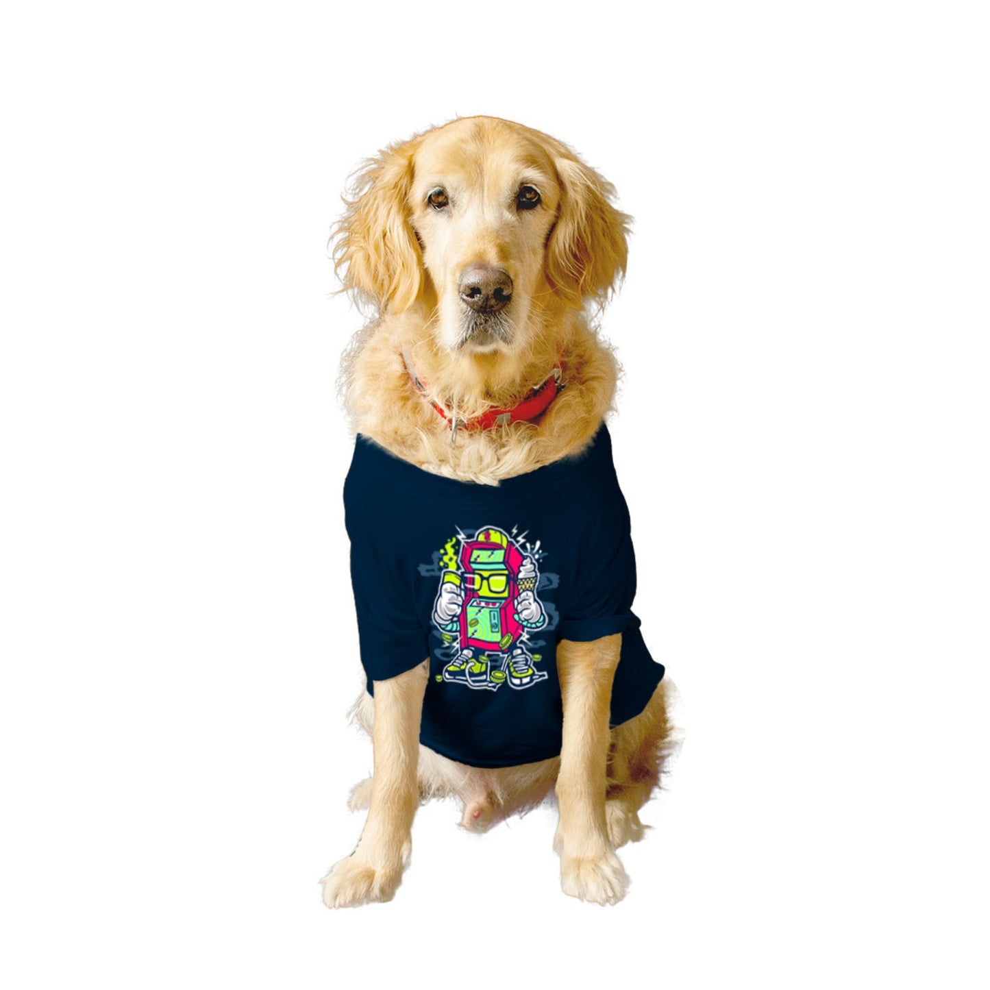 Ruse XX-Small (Chihuahuas, Papillons) / Navy Ruse Basic Crew Neck "GAME MACHINE" Printed Half Sleeves Dog Tee