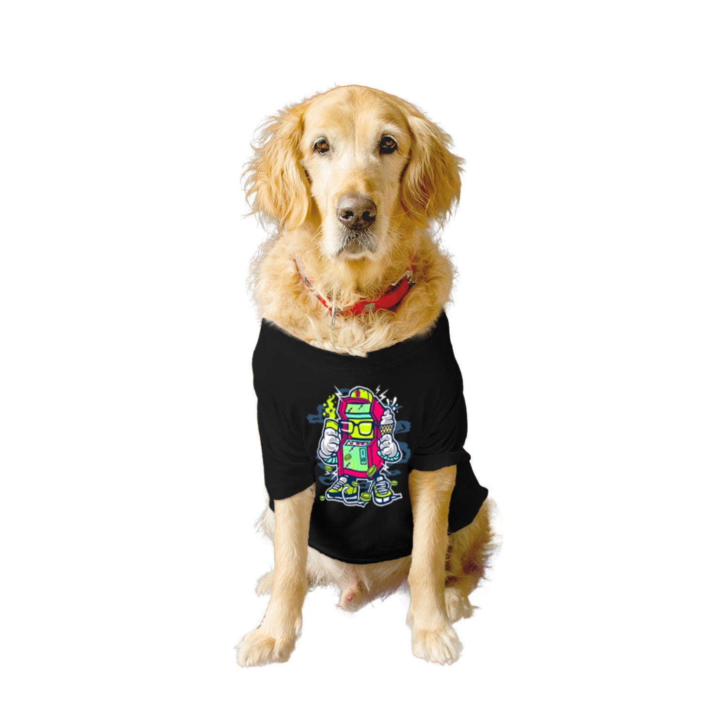 Ruse XX-Small (Chihuahuas, Papillons) / Black Ruse Basic Crew Neck "GAME MACHINE" Printed Half Sleeves Dog Tee