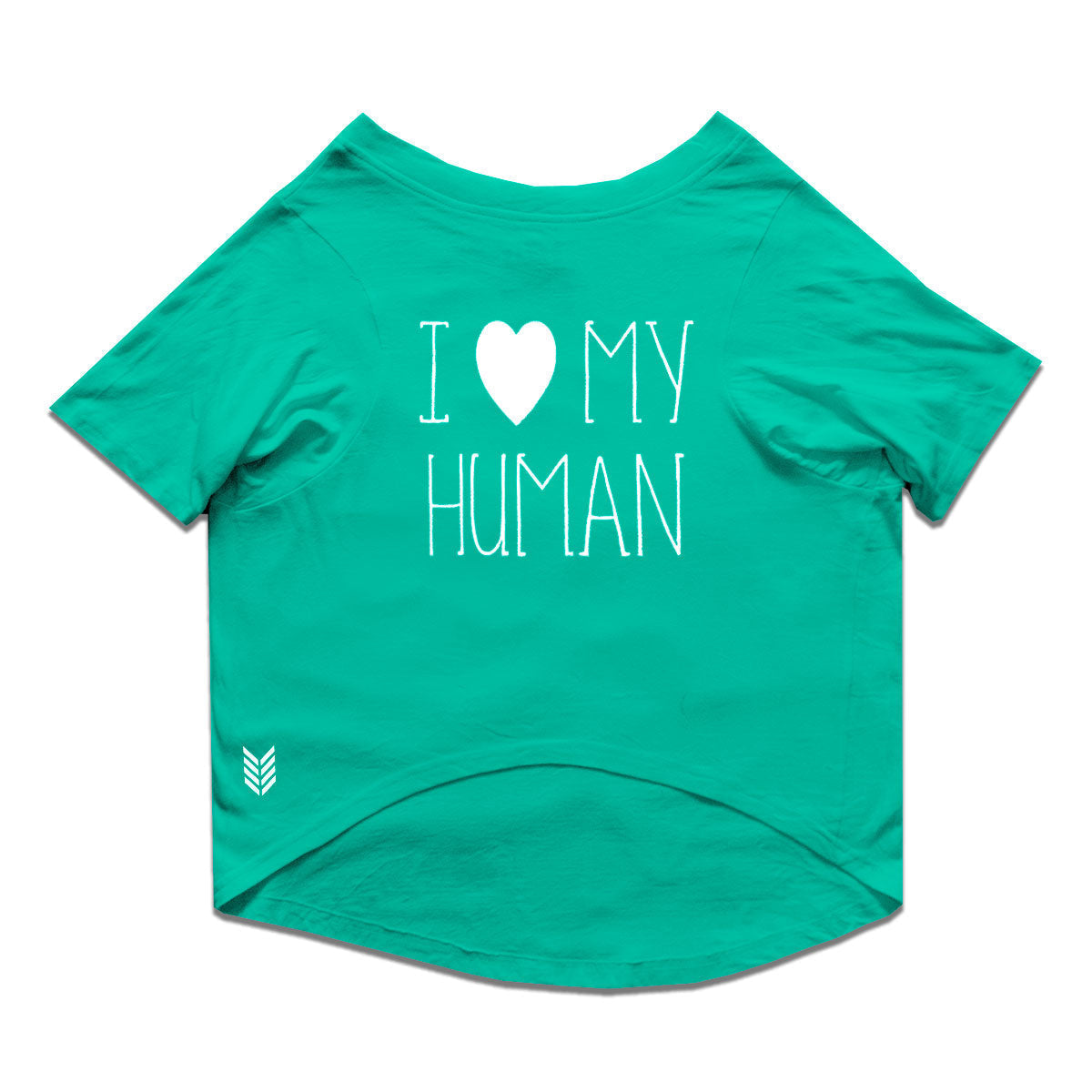 Ruse / i-love-my-human-crew-neck-dog-tee / Aqua Green