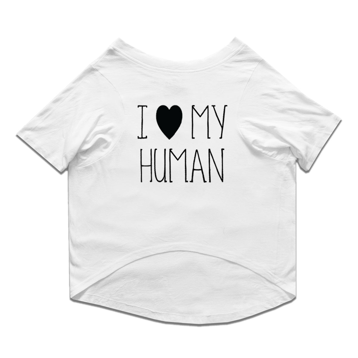 Ruse / i-love-my-human-crew-neck-dog-tee / White