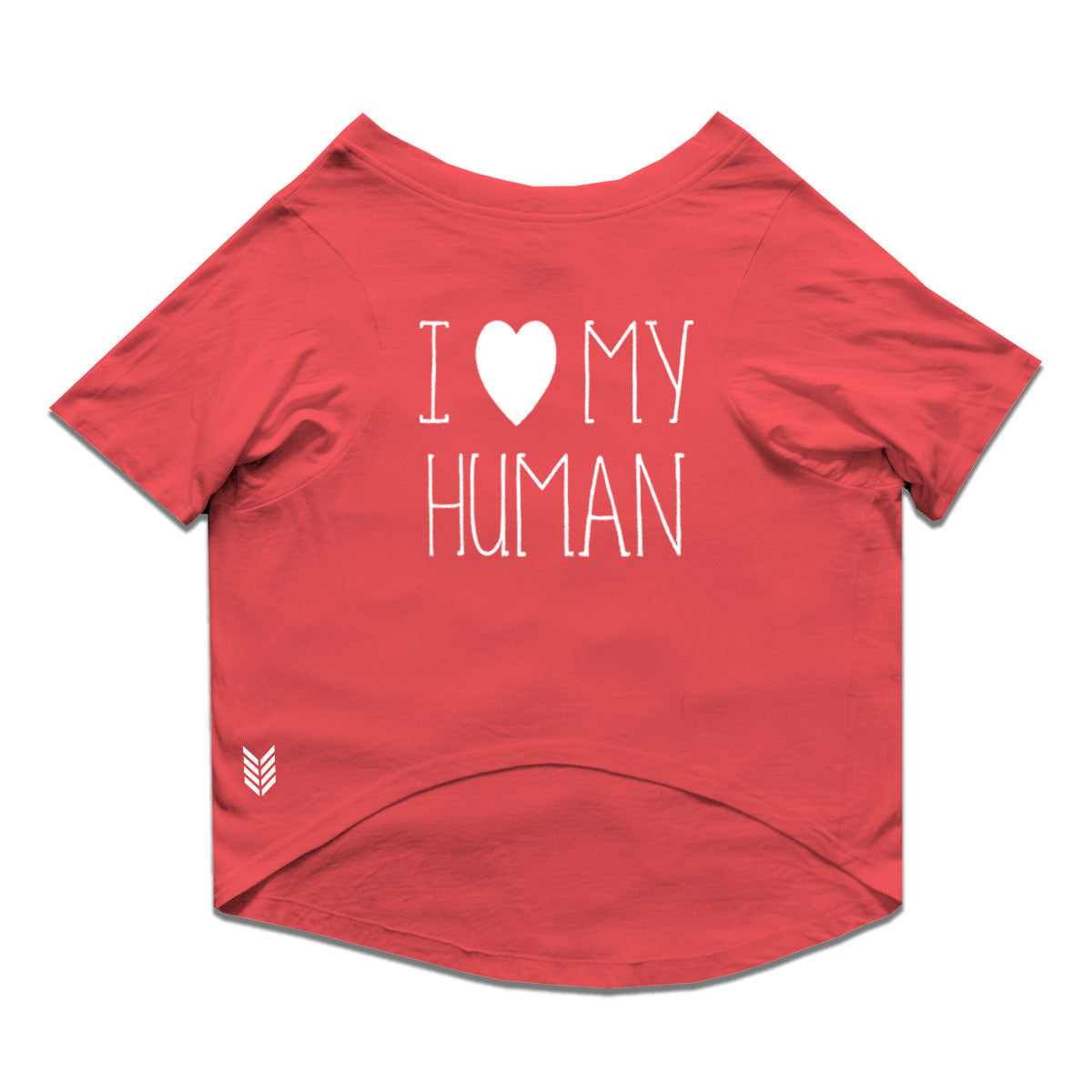 Ruse / i-love-my-human-crew-neck-dog-tee / Poppy Red