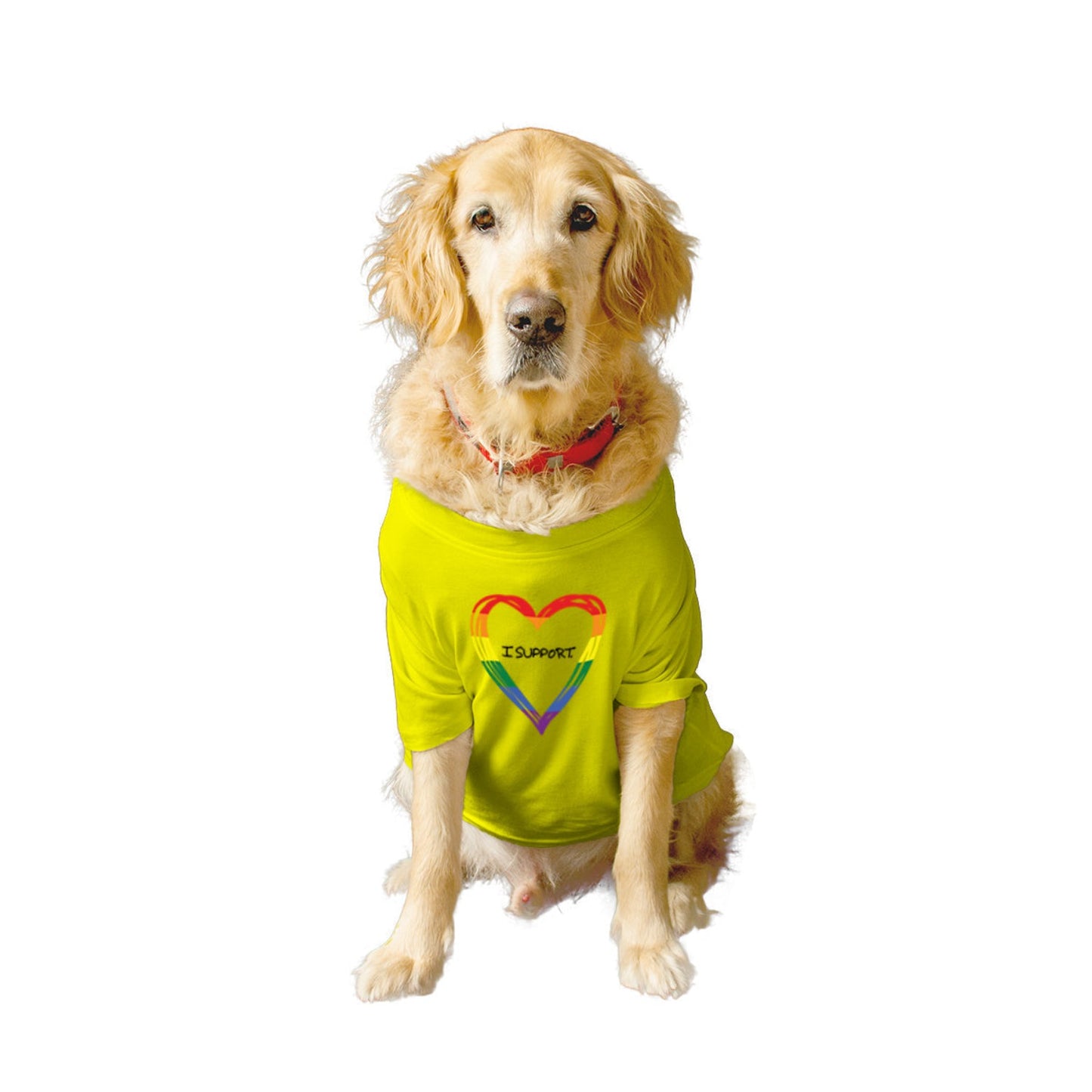 Ruse XX-Small (Chihuahuas, Papillons) / Yellow Ruse Basic Crew Neck "LGBTQ-2" Printed Half Sleeves Dog Tee