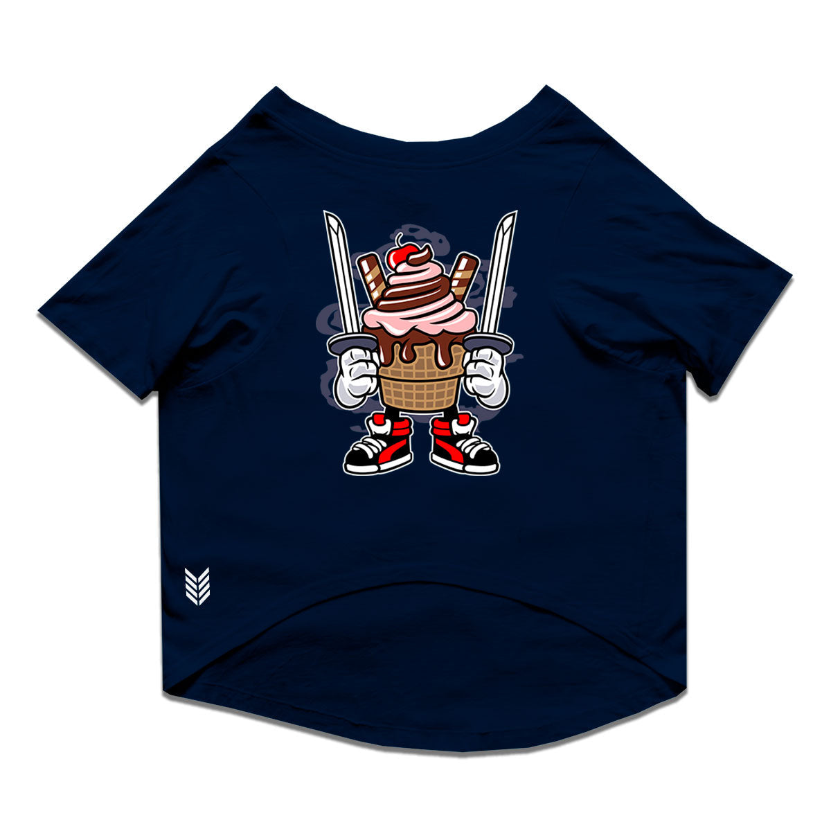 Ruse  / Navy Ruse Basic Crew Neck "Ice Cream Ninja" Printed Half Sleeves Dog Tee13